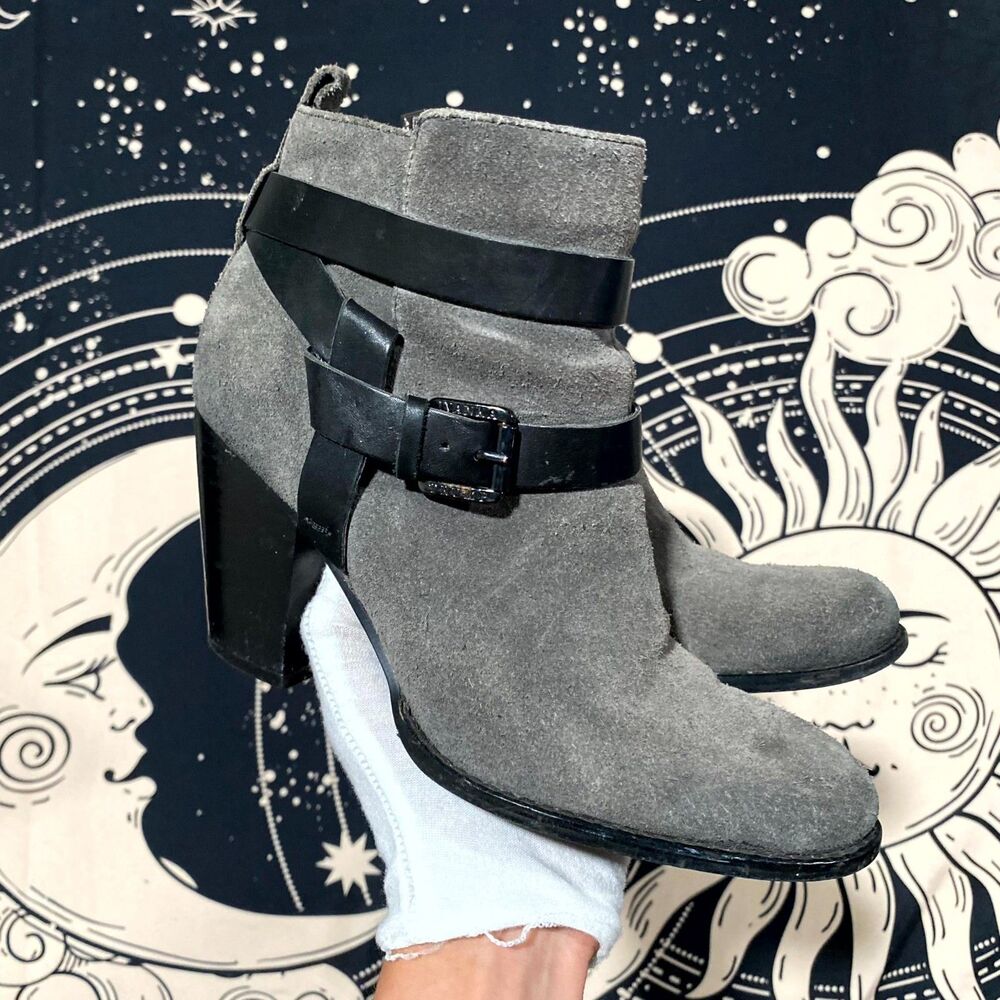 Ivanka Trump ITFILOER Bootie Womens 6.5 Gray Suede Leather Side Zip Ankle Boot